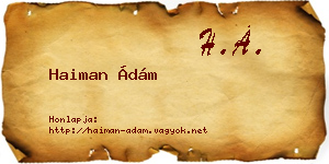 Haiman Ádám névjegykártya